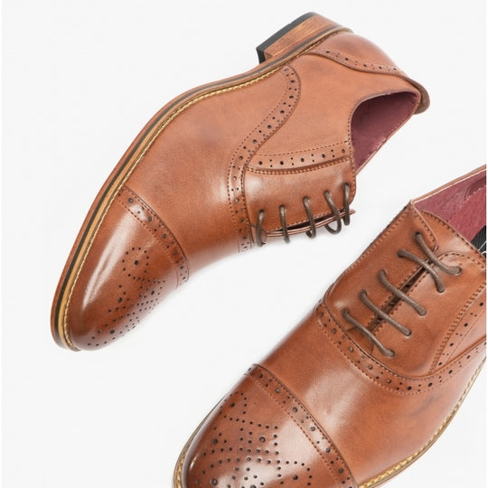 Goor FRANCIS Mens Oxford Lace Up Shoes Brown