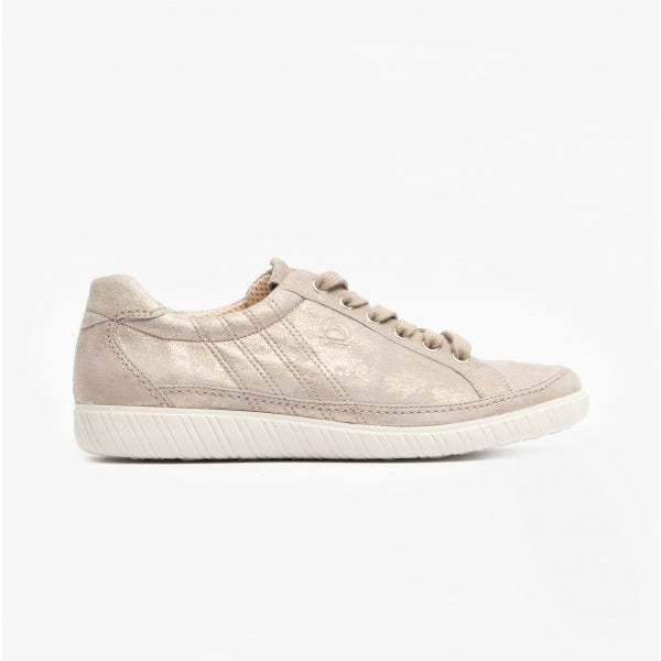 Gabor AMULET Womens Wide Fit Suede Trainers Beige | Shuperb