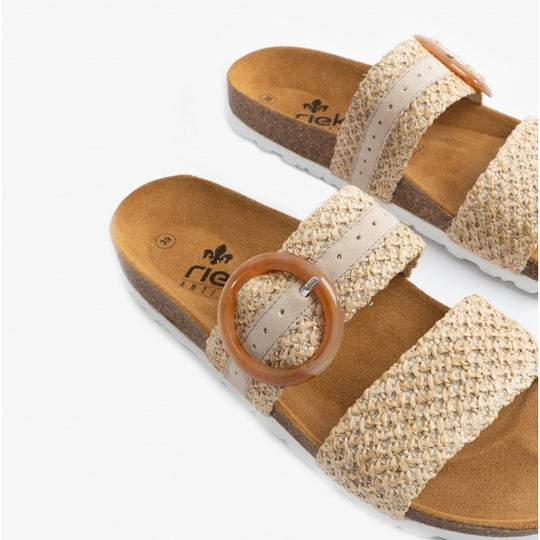 Rieker V8091 Womens Sliders Beige