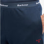 Barbour JAKE Mens Lounge Joggers Navy detail view showing elasticated waistband and logo.