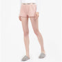 Barbour SADIE Womens Lounge Shorts Rose Tan front view showcasing lightweight, breathable cotton material.
