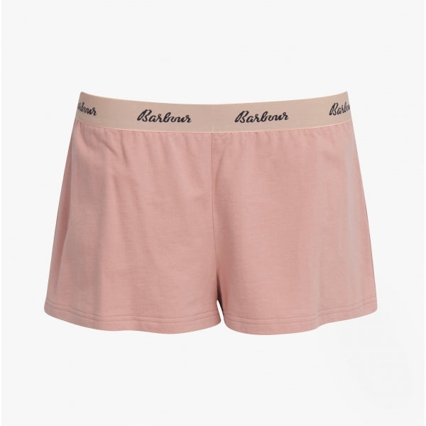 Barbour SADIE Womens Lounge Shorts Rose Tan front view, lightweight and breathable cotton shorts.