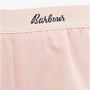 Barbour SADIE Womens Lounge Shorts Rose Tan detail view of waistband with logo.