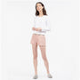Barbour SADIE Womens Lounge Shorts Rose Tan front view worn by model with white top, showcasing lightweight comfort.