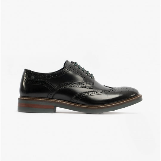Base London WOBURN Mens Brogue Derby Shoes Black