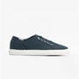 Barbour SEAHOLLY Womens Casual Trainers Navy side view showcasing lightweight cotton upper and round toe design.