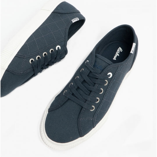 Barbour SEAHOLLY Womens Casual Trainers Navy top view showing lace-up closure and round toe design.