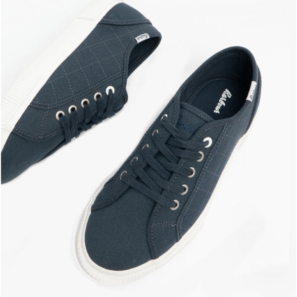 Barbour SEAHOLLY Womens Casual Trainers Navy top view showing lace-up closure and round toe design.