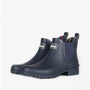 Barbour WILTON Womens Chelsea Wellington Boots Navy side view showcasing the synthetic rubber upper and pull-on design.
