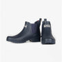Barbour WILTON Womens Chelsea Wellington Boots Navy side and back view showcasing synthetic material and pull-on design.