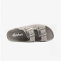 Barbour ELLIS Womens Suede Mule Slippers Grey side view showing two buckles and grey suede material.