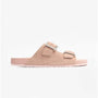 Barbour ELLIS Womens Suede Mule Slippers Pink side view with buckle details and textured upper.