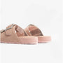 Barbour ELLIS Womens Suede Mule Slippers Pink side view showcasing soft suede upper and slip-on design.