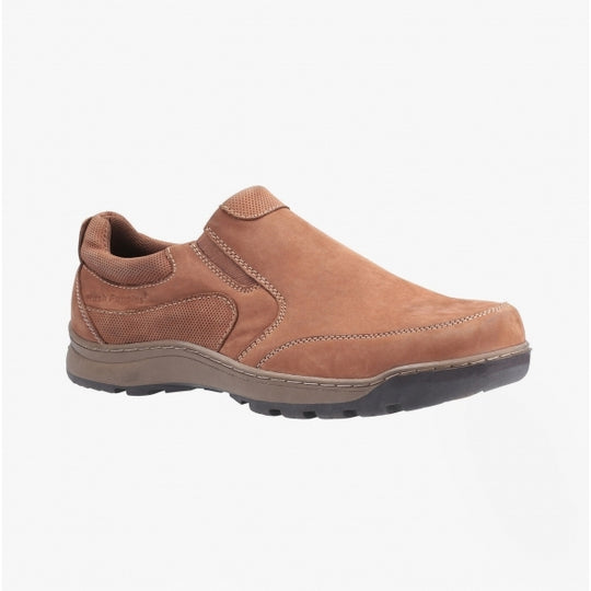 Hush Puppies JASPER Mens Leather Slip On Shoes Tan