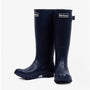 Barbour BEDE Womens Tall Wellington Boots Navy side view showcasing rubber upper and knee-high design