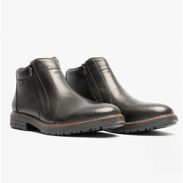 Rieker 33160-00 Mens Double Zip Fur Lined Boots Black