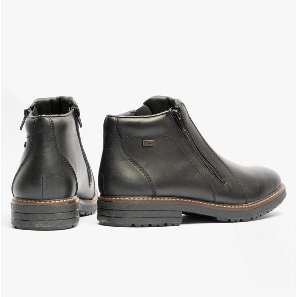 Rieker 33160-00 Mens Double Zip Fur Lined Boots Black