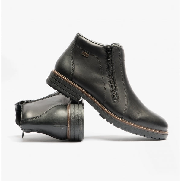 Rieker 33160-00 Mens Double Zip Fur Lined Boots Black