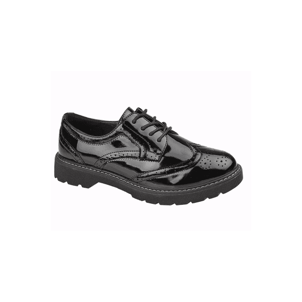 L963AP Womens Patent Brogue Shoes Black Patent