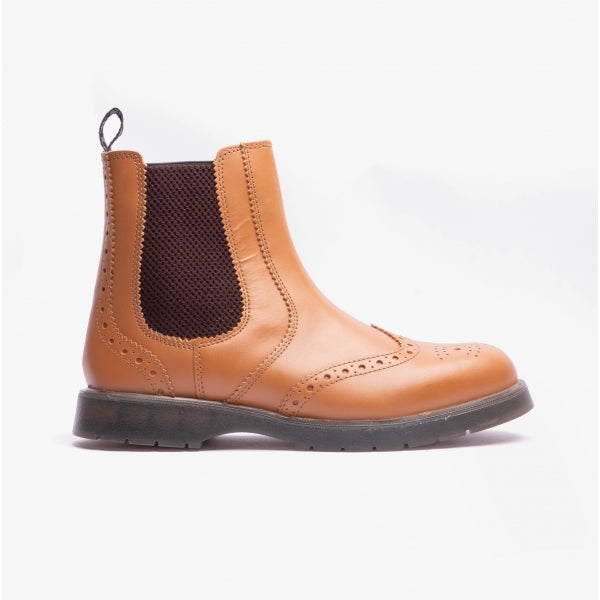 Grafters M281BT Mens Leather Brogue Chelsea Boots Tan