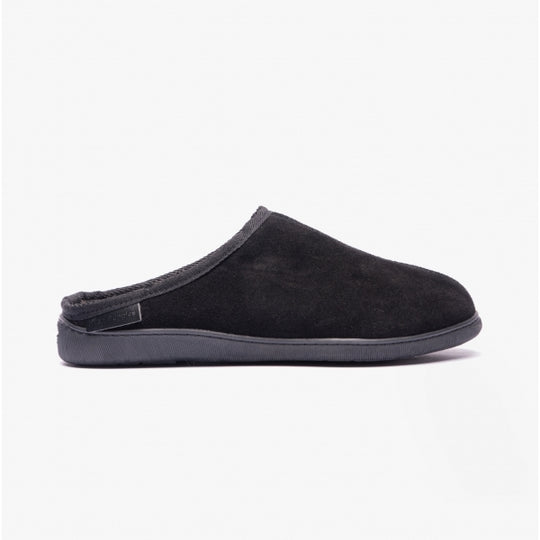 Hush Puppies ASHTON Mens Leather Mule Slippers Black