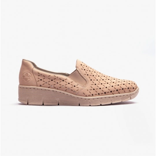 Rieker 53795 Womens Loafers Beige
