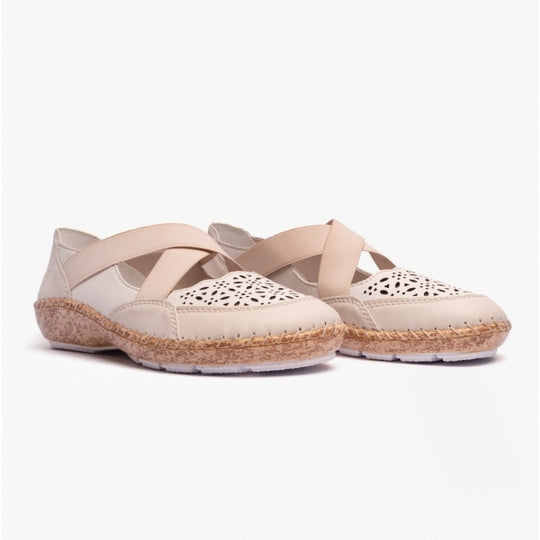Rieker 44853 Womens Comfort Shoes Beige