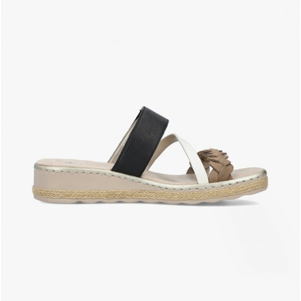 Rieker 61758-90 Womens Mules Beige Multi