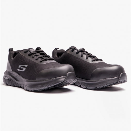 Skechers Work 200086EC Arch Fit SR - Ringstap Mens Steel Toe ESD Safety Trainers Black