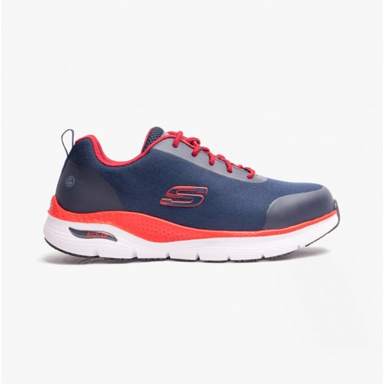 Skechers Work 200086EC Arch Fit SR - Ringstap Mens Steel Toe ESD Safety Trainers Navy/Red