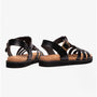 Heavenly Feet SALTWATER Womens Slingback Sandals Black, back view showing straps and buckle detail.
