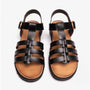 Heavenly Feet SALTWATER Womens Slingback Sandals Black top view with multiple straps and buckle detail.