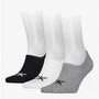 Calvin Klein 3 Pack Mens Ankle Socks Grey side view showing black, white, and grey socks with logo.