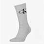 Calvin Klein TRAINER Logo Socks Grey side view showcasing logo and soft fabric details.