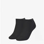 Calvin Klein 2 Pack Womens Ankle Trainer Socks Black, front view displaying two pairs of ankle socks with CK logo.