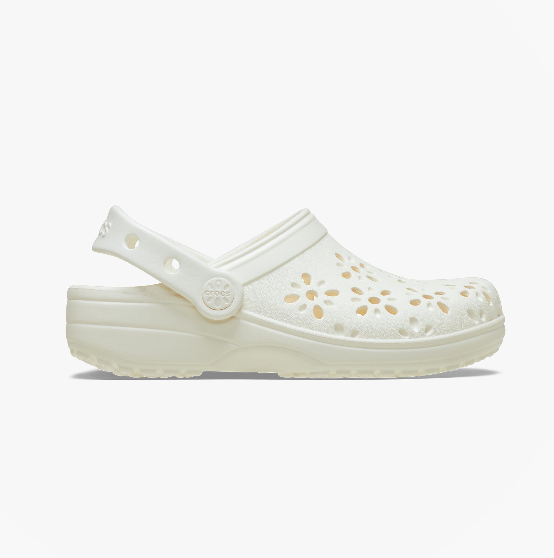 Crocs 210927 CLASSIC FLORAL CUT OUT Womens Clogs Chalk