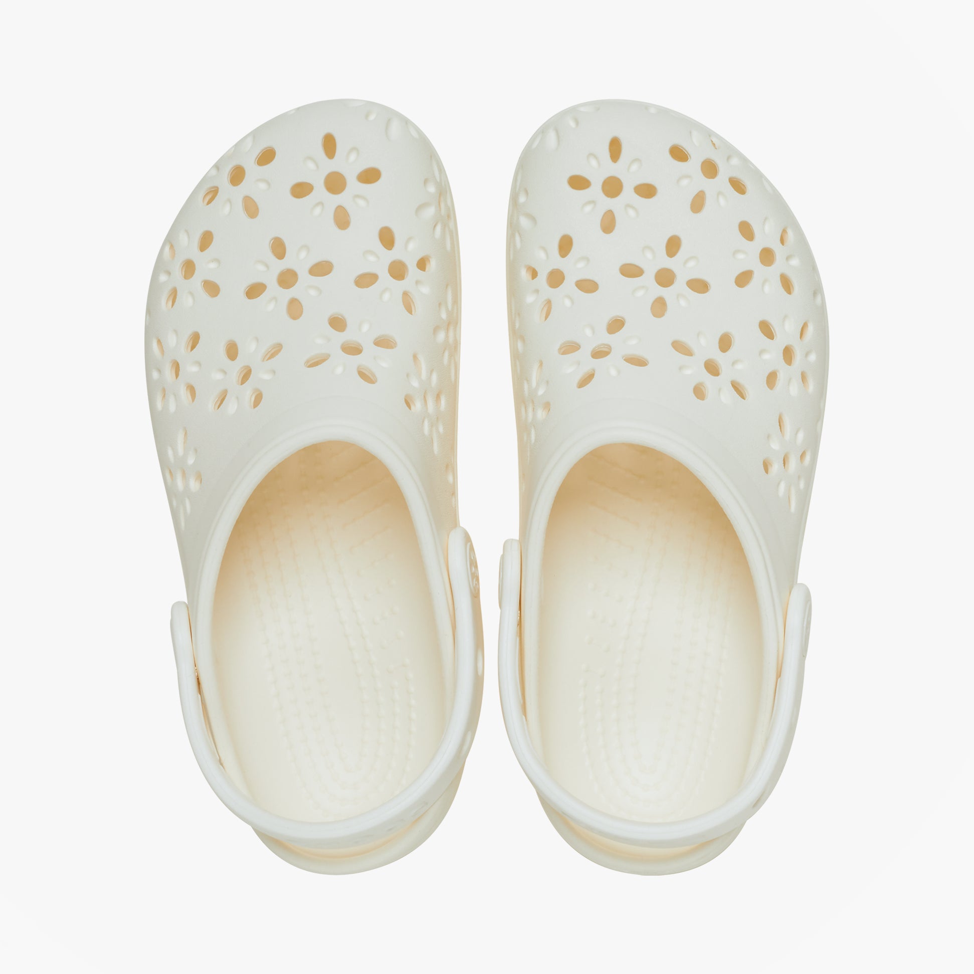 Crocs 210927 CLASSIC FLORAL CUT OUT Womens Clogs Chalk