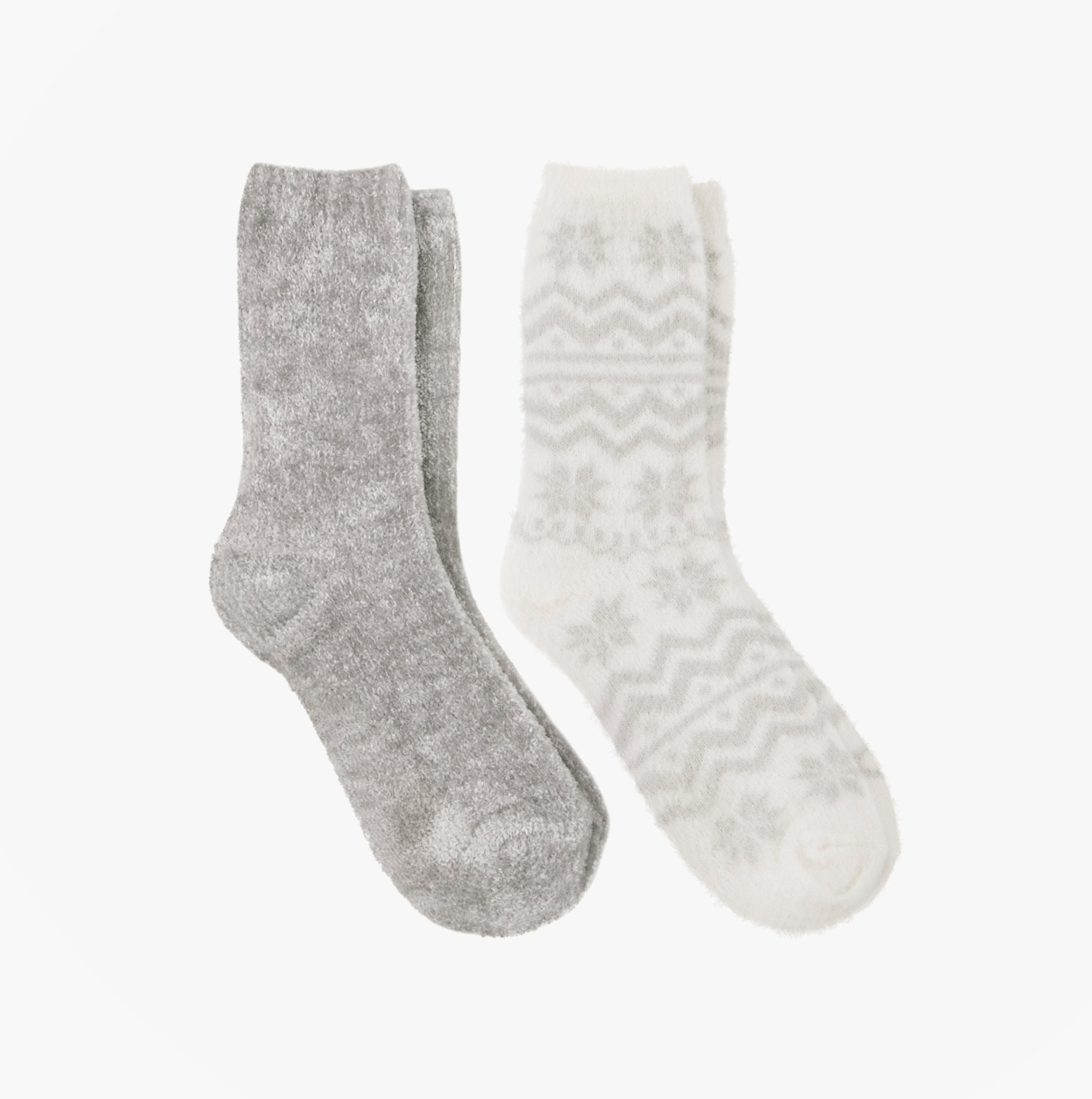 Totes Toasties 3223 FAIR ISLE & CHENILLE SUPERSOFT BED SOCKS Womens Bed Socks Grey / Fair Isle