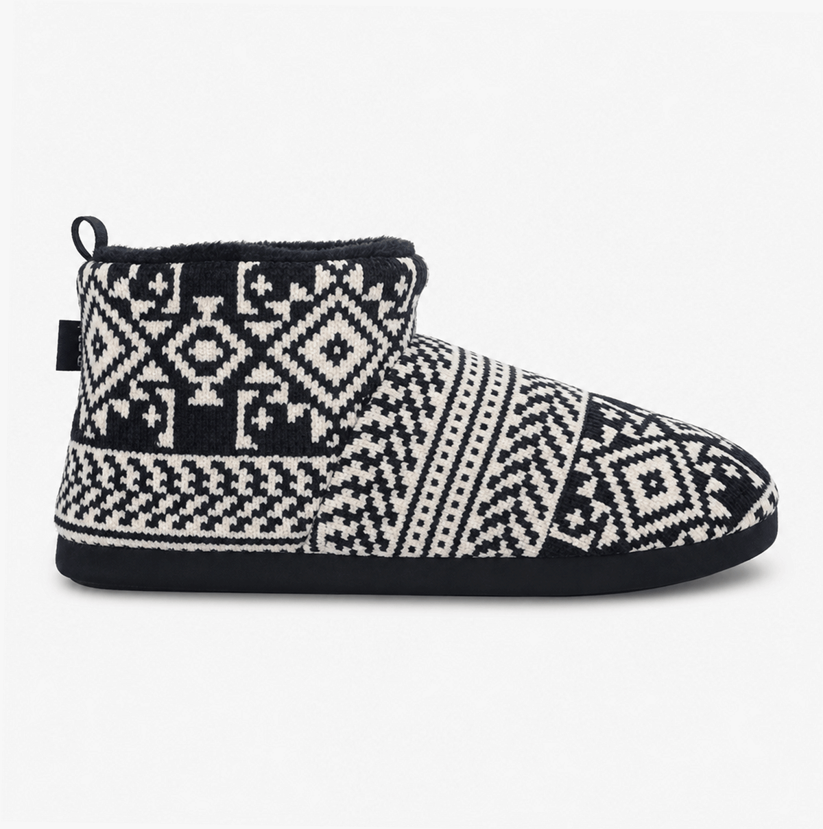 Totes Toasties FAIRISLE Mens Knit Boot Slippers Navy Fairisle