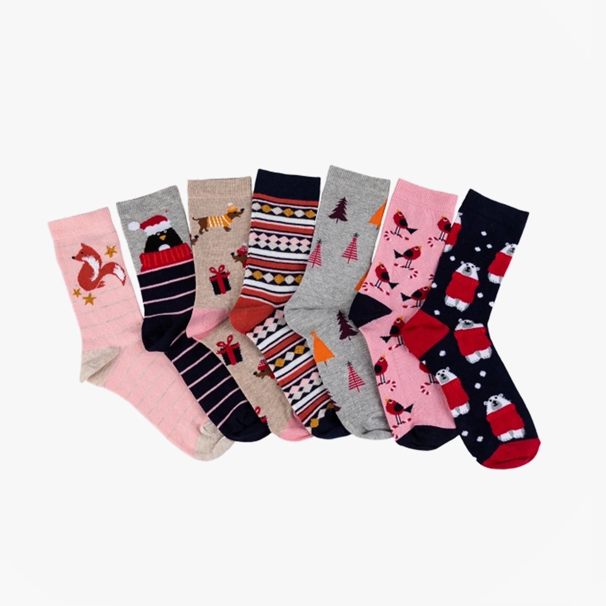 Totes Toasties 3249F PACK DAYS OF WEEK Womens Crew Multi