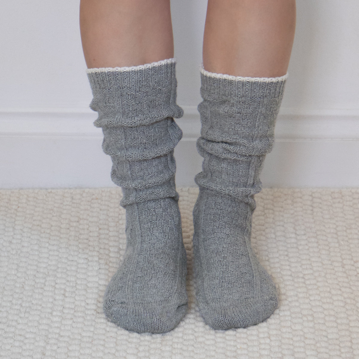 CASHMERE BLEND Slouch Womens Socks Grey Marl