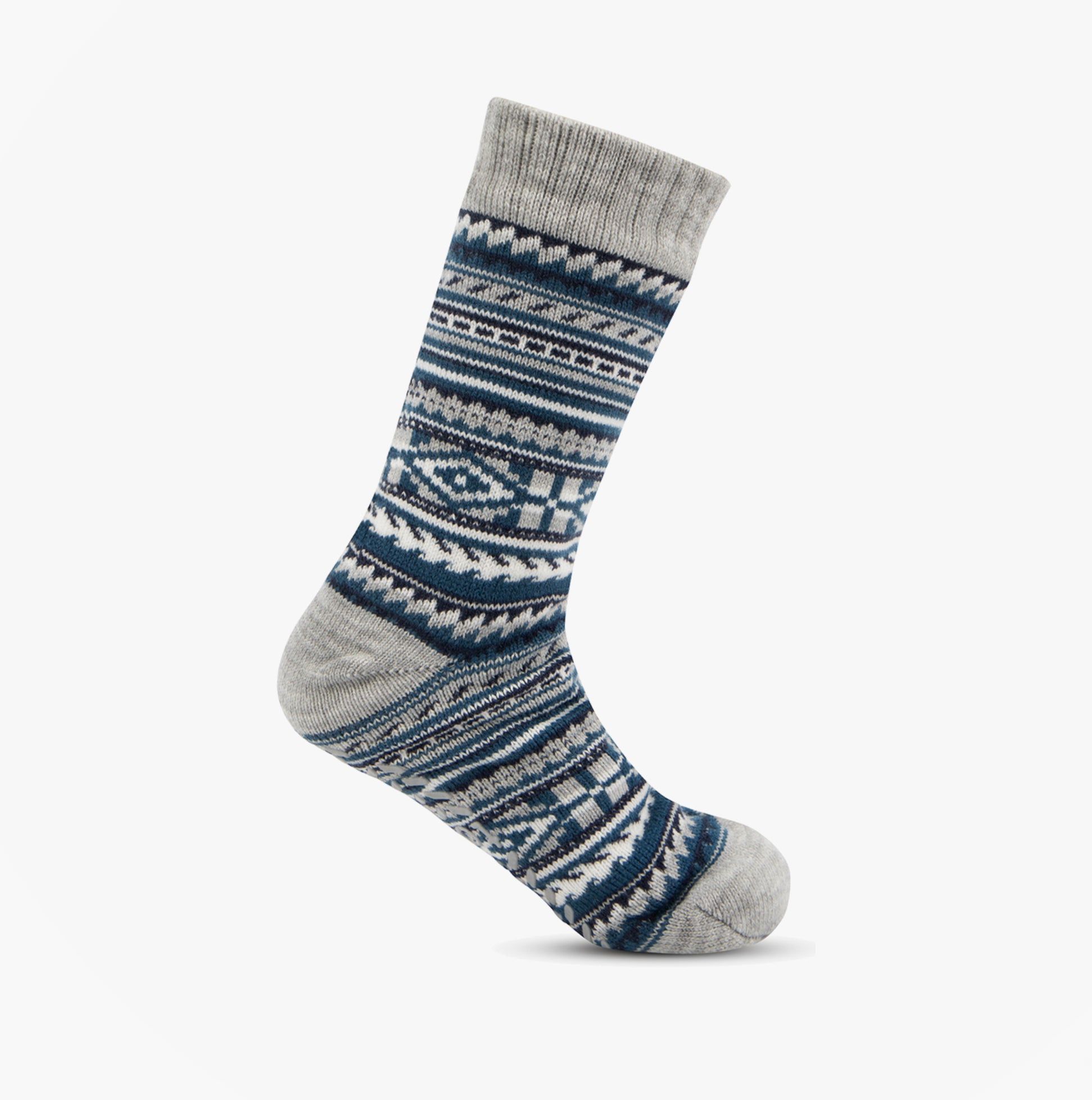 Totes Toasties 3377 SHERPA LINE FAIR ISLE SLIPPER SOCKS Mens Slipper Socks Blue Fair isle