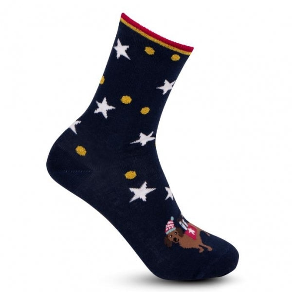 Totes Isotoner novelty-ankle-f Womens Novelty Socks Dog
