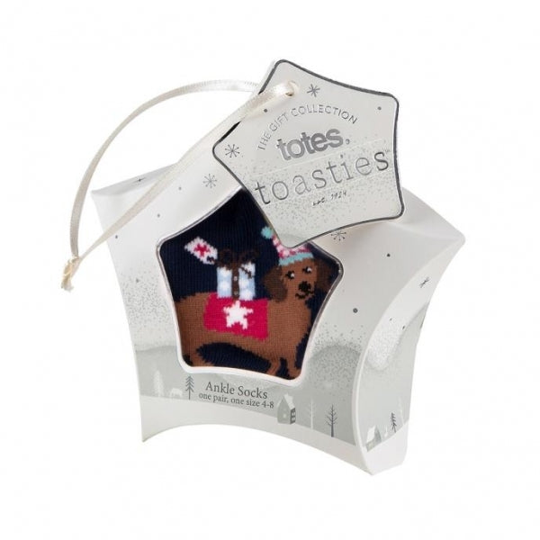 Totes Isotoner novelty-ankle-f Womens Novelty Socks Dog
