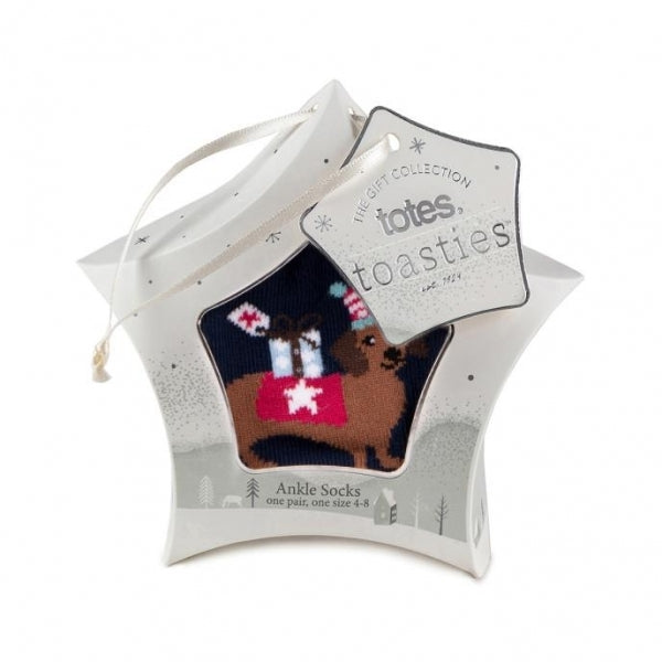 Totes Isotoner novelty-ankle-f Womens Novelty Socks Dog