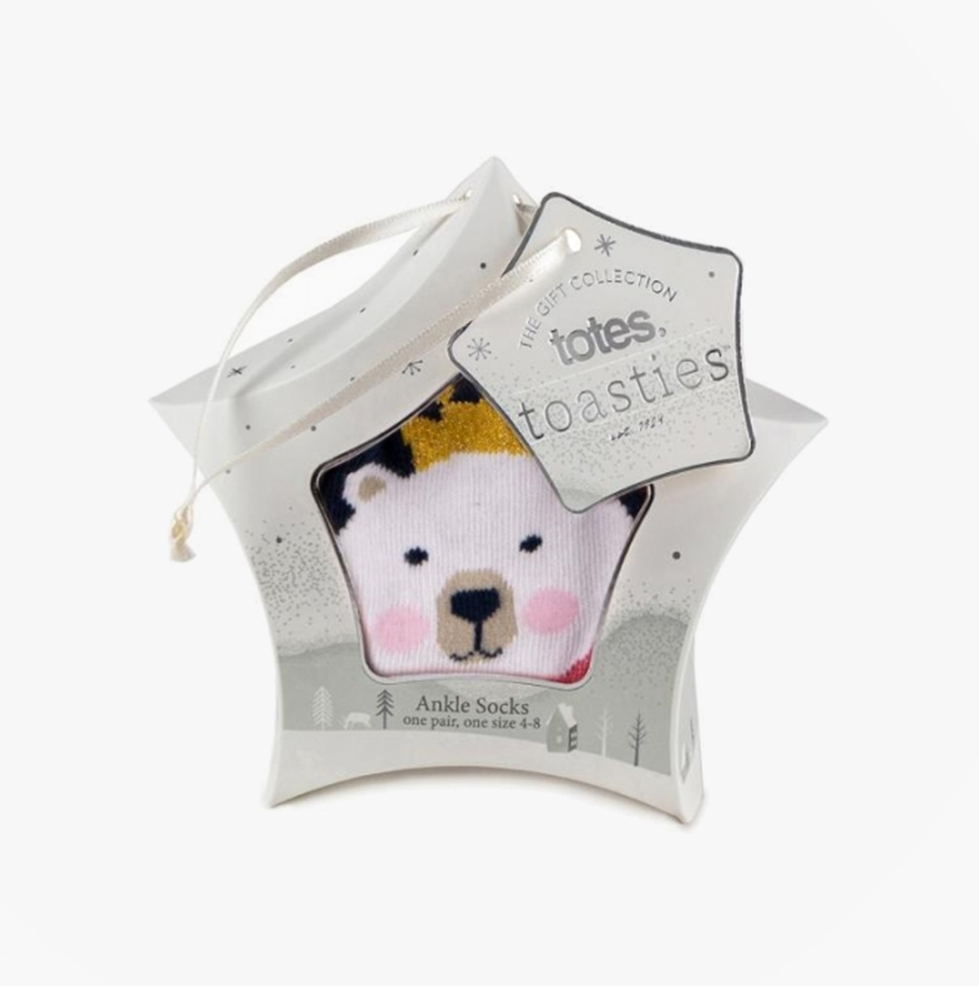 Totes Isotoner novelty-ankle-f Womens Novelty Socks Polar Bear