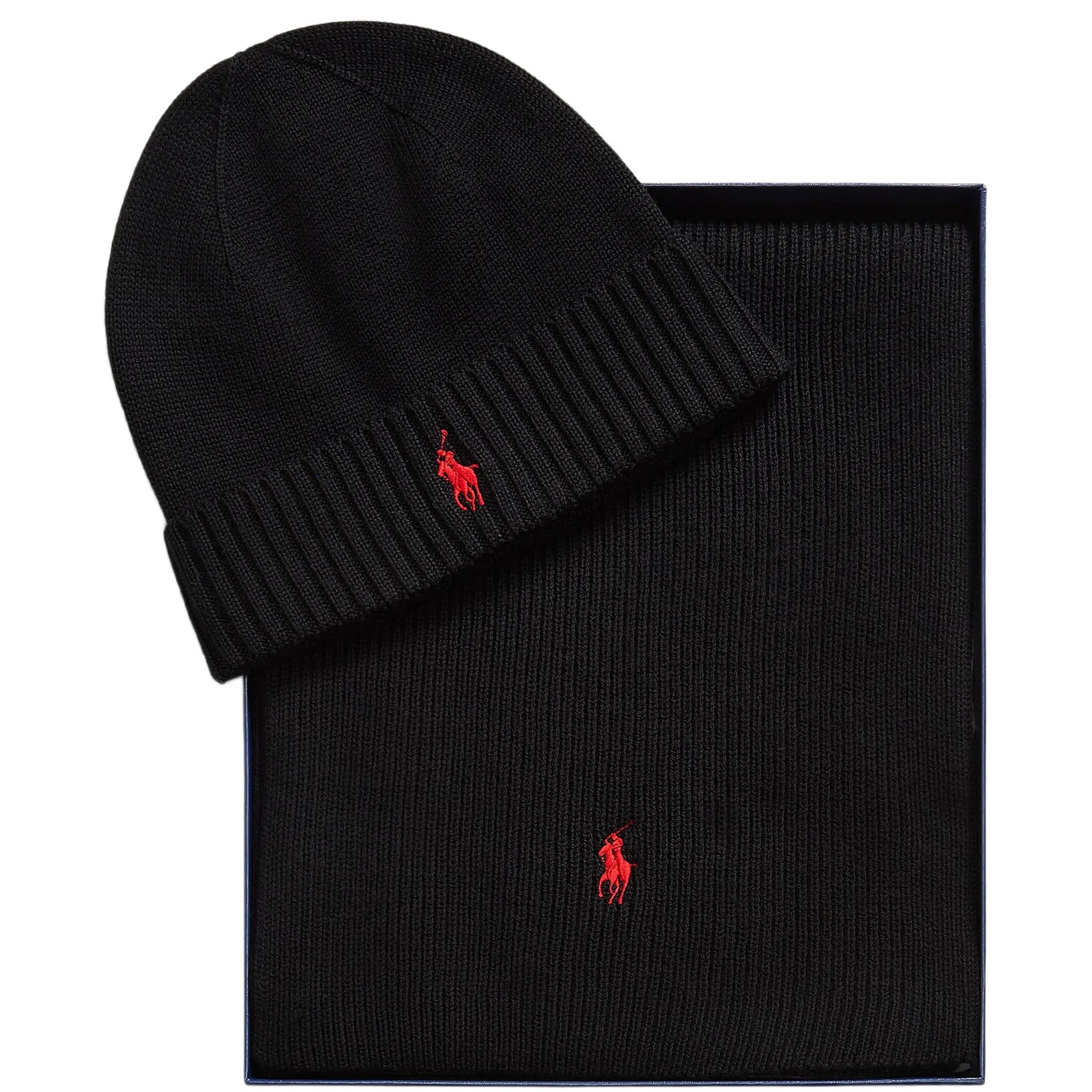 Polo Ralph Lauren Hat and Scarf Set Mens Beanie Polo Black