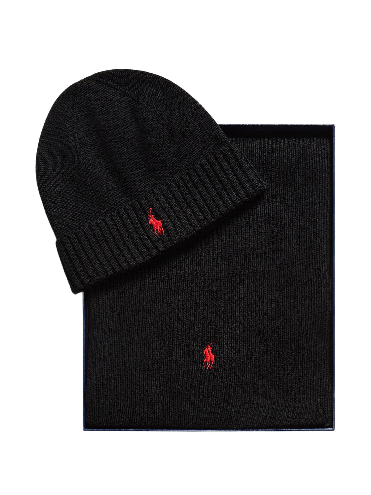 Polo Ralph Lauren Hat and Scarf Set Mens Beanie Polo Black