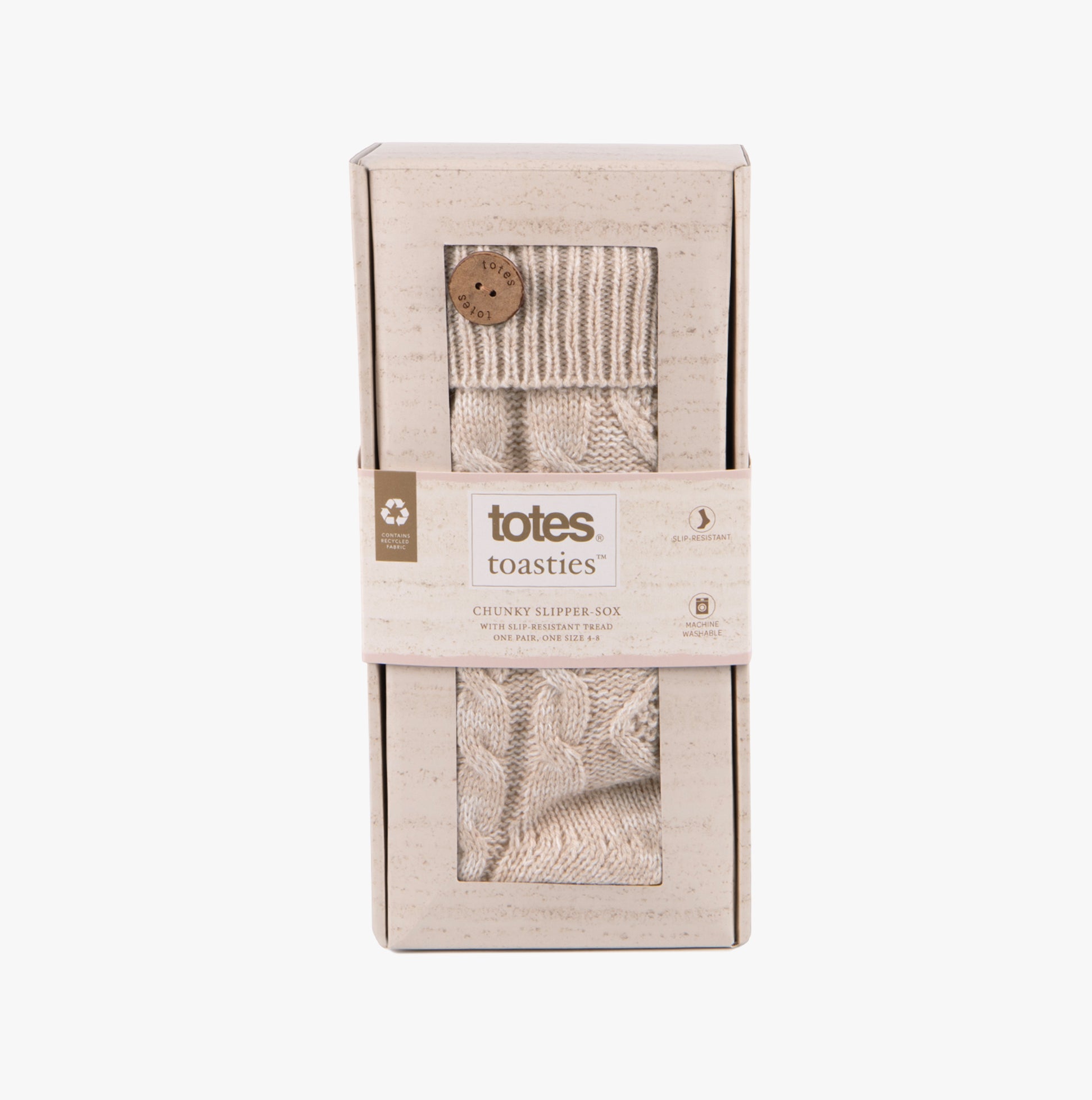 Totes Toasties 3553 TEXTURE SLIPPER SOCKS Womens Crew Biscuit