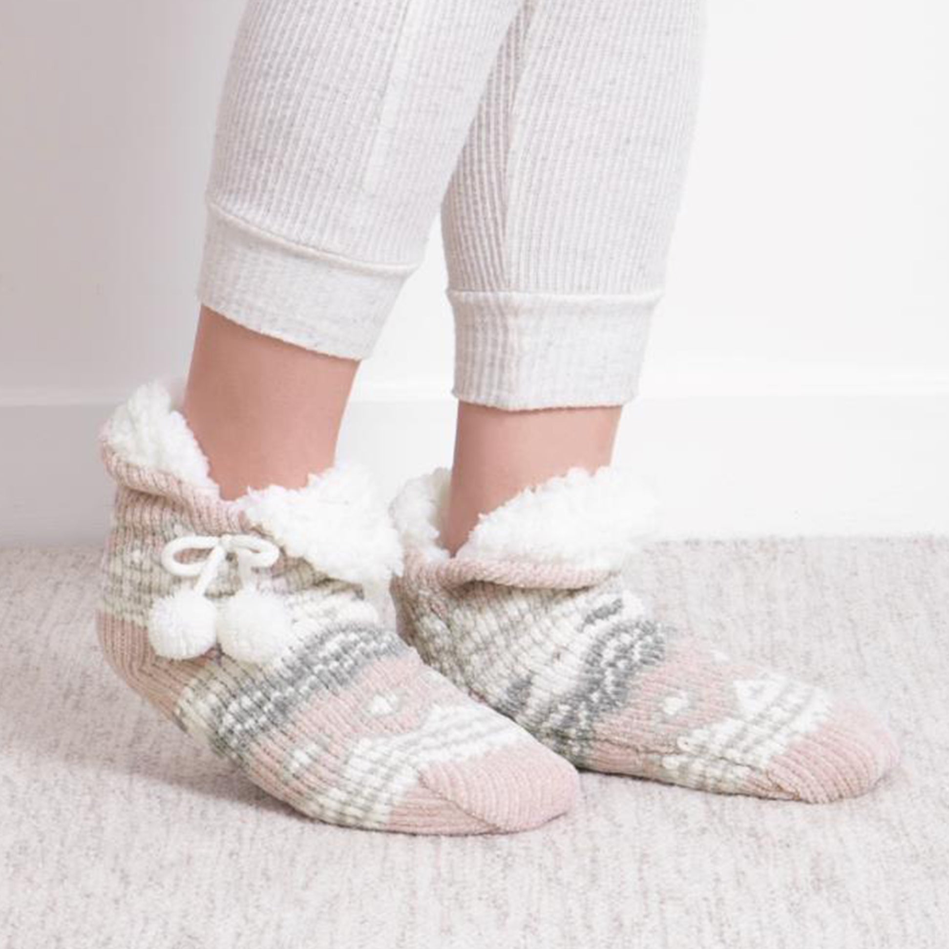 Totes Toasties 3568 CHENILLE CROP KNITTED SLIPPER SOCKS Womens Slipper Socks Multi